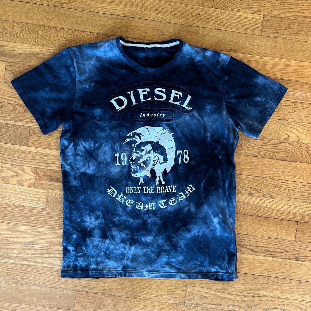 Blue tie dye diesel t